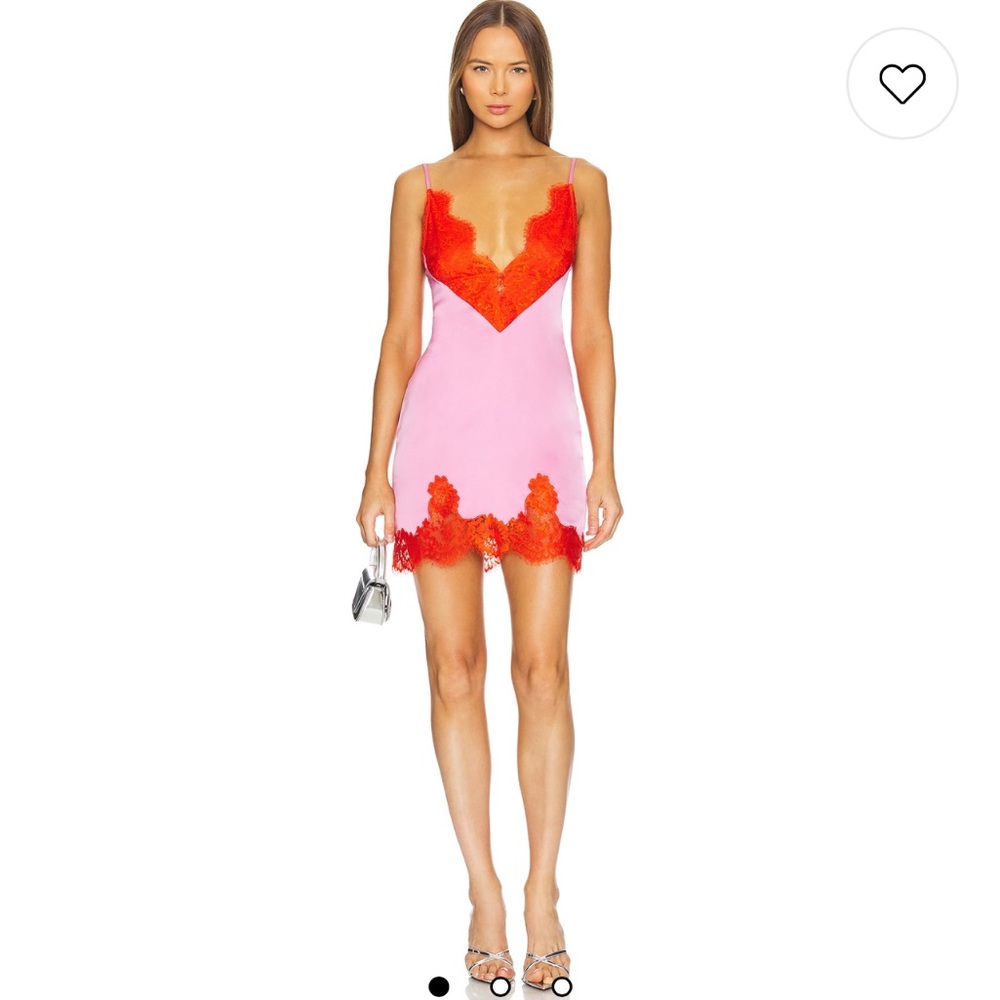 Ronny Kobo Nyko Women's Lace Slip Dress Size S Party Cornflower & Pink NEW